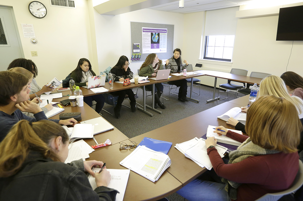 Lihua Wang, visiting assistant professor in sociology and anthropology, teaches a Gender, Sexuality, and Women's Studies class. 