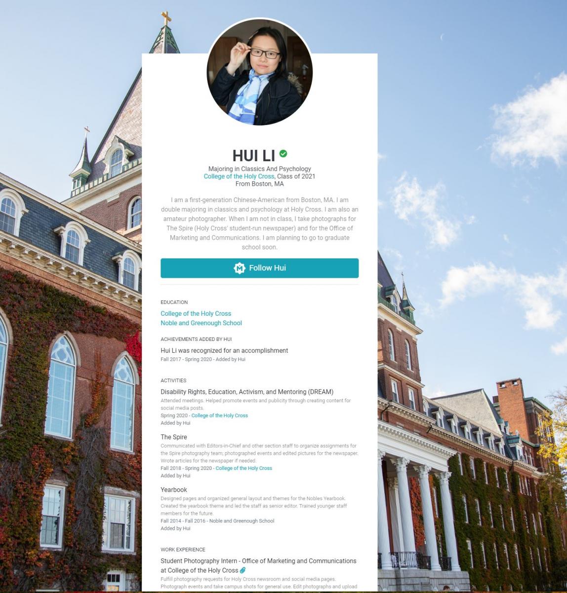 screenshot of a merit page