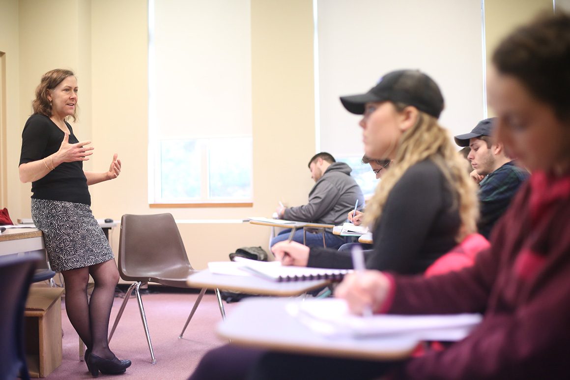 Vickie Langohr, associate professor of political science, teaches her Middle East Politics class. 