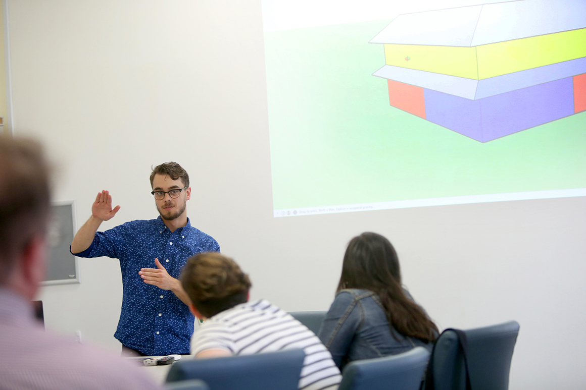 Joe Metrano ’18, Architectural Studies and studio art double major, discusses his research on sustainable housing.