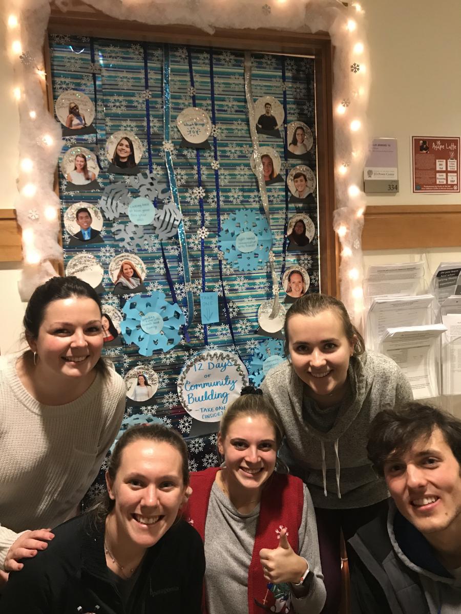 CBL Interns with their award-winning holiday decorated door.