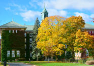 fall foliage in front of Carlin Hall