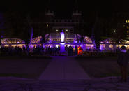 Inauguration celebration with students taking place on Kimball Quad.