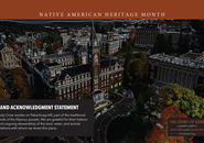 Land Acknowledgment statement with a stylized photo of the Holy Cross campus featuring O'Kane Hall.