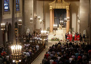 The St. Joseph Memorial Chapel filled with students, faculty and staff for the 175th Anniversary Mass. Photo by Tom Rettig