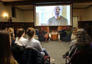 Ronald K. Brown speaks to students