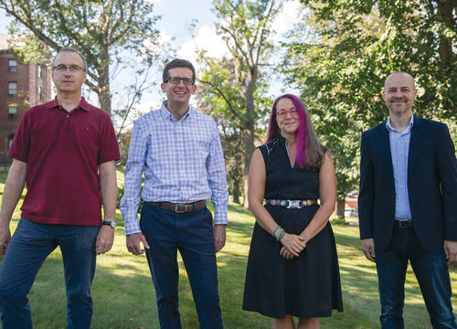 From left to right: Timothy Roach, Timothy Joseph '98, Ren?e Lynn Beard and Matthew Eggemeier. Photo by Avanell Chang