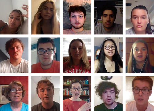 screenshot of students and professor on Zoom call