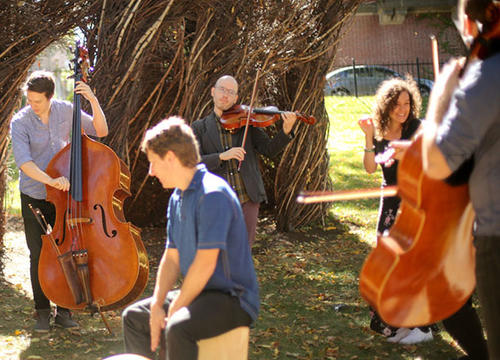Yo-Yo Ma's Silkroad Ensemble preforms pop-up performances around campus.
