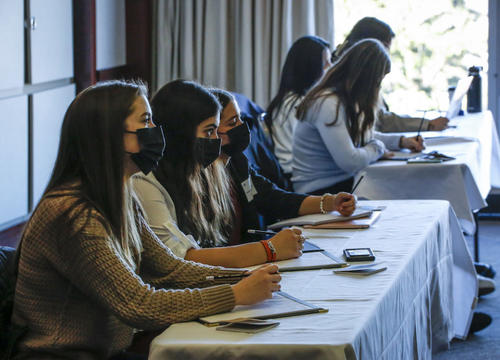 Holy Cross students attend the 16th annual Women in Business Conference in the Hogan Campus Center