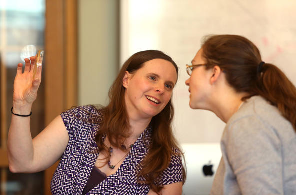 two students talking