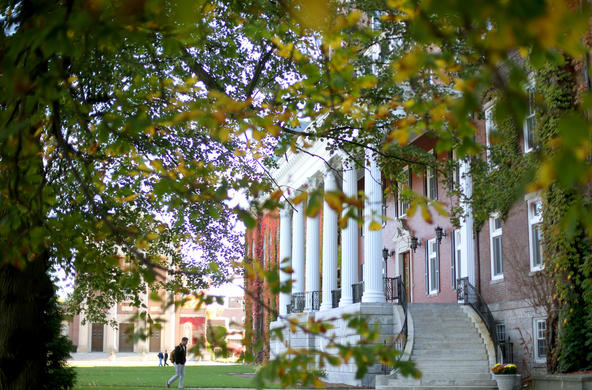 Fenwick Hall seen through leaves