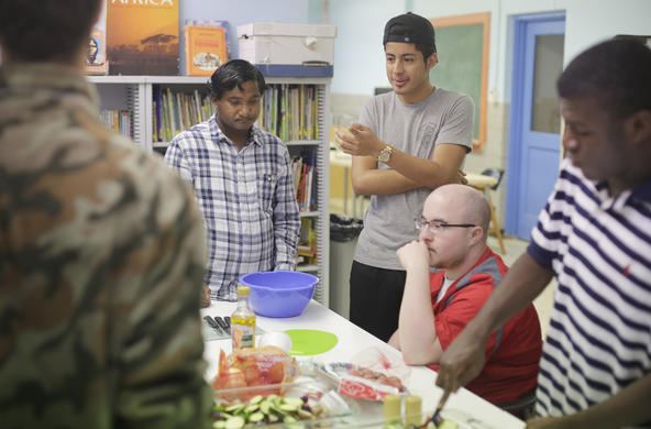Montserrat and Community Based Learning student Jhony Guiracocha '20 attends Worcester Public School's Transitions program.