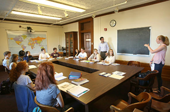 Professor in a classroom of students