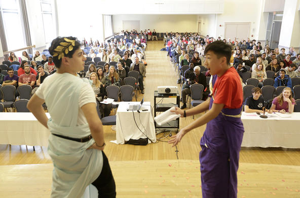 two students presenting