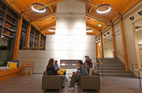 students sitting on couch at joyce contemplative center