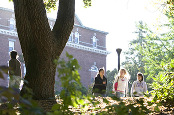 students walking on campus
