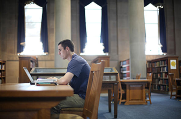 student at a computer