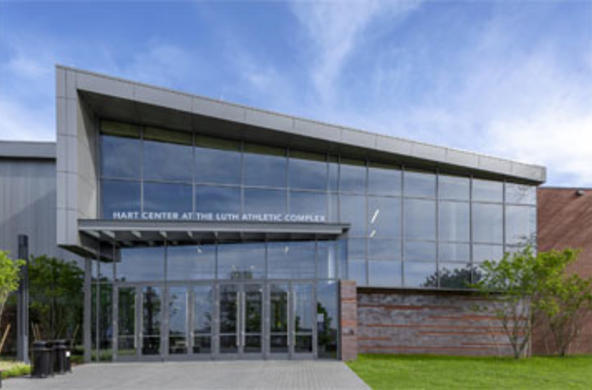 exterior of hart center at the luth athletic complex 