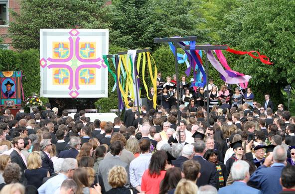 Baccalaureate Mass taking place outside on the campus of Holy Cross
