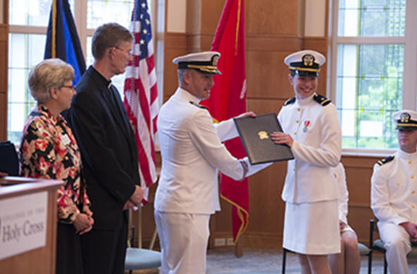 fr boroughs and provost frejie with two naval officers in dress whites