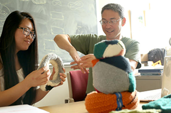 students knitting