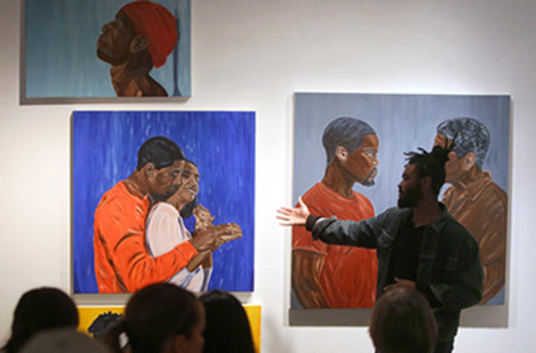 students in cantor art gallery