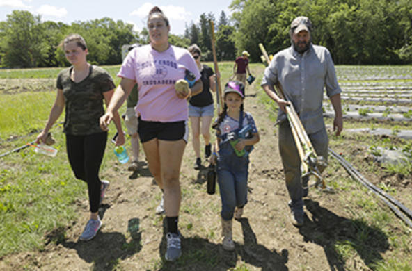 Students in a garden 