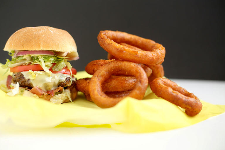 cheeseburger with curly fries