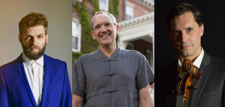 Collage of Johnny Gandelsman, Osvaldo Golijov and Jan Muller-Szeraws 