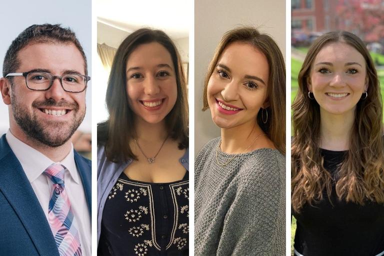 From left: Jeff Reppucci '14, Madeleine Fontenay '21, Helen Conroy '21 and Emily Cook '21