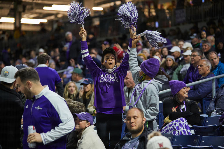 Fans cheering in the stands of Polar Park.