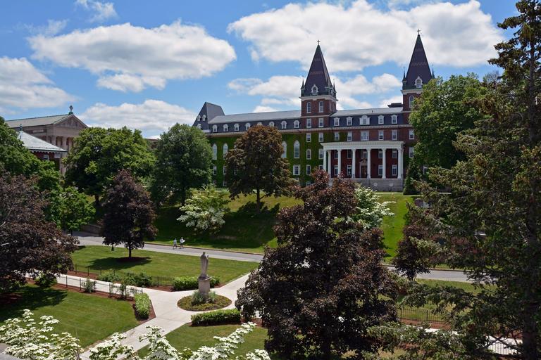Holy Cross campus on a bright sunny spring day.