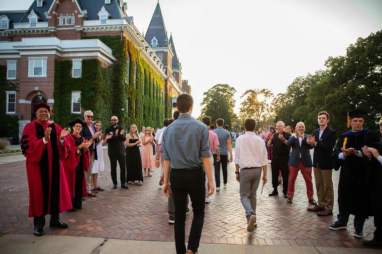 Students depart St. Joseph's Memorial Chapel from First-Year Convocation