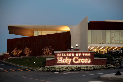 A photo taken at dusk of the exterior Prior Performing Arts Center