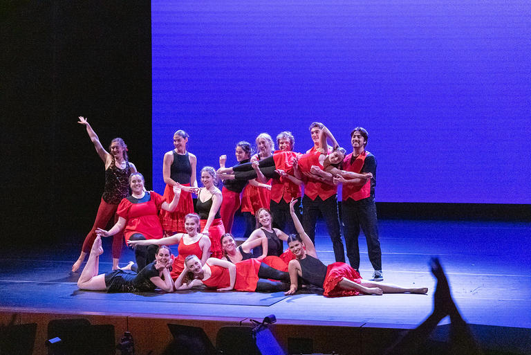 Dance troupe taking a bow.