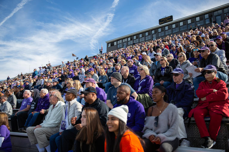people cheering in the football stands