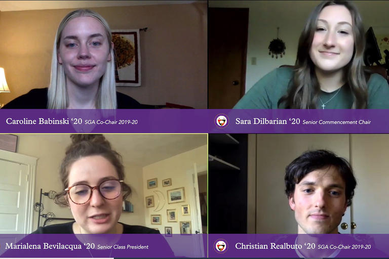 Photos of four students on zoom