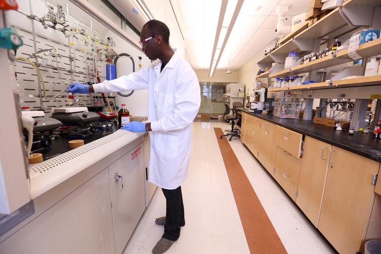 Faculty member in a lab