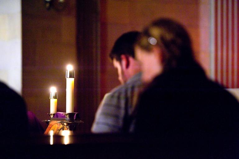 students attending mass 
