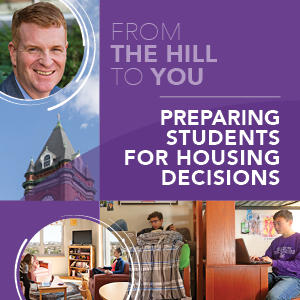 Dean Paul Irish with images of residence halls